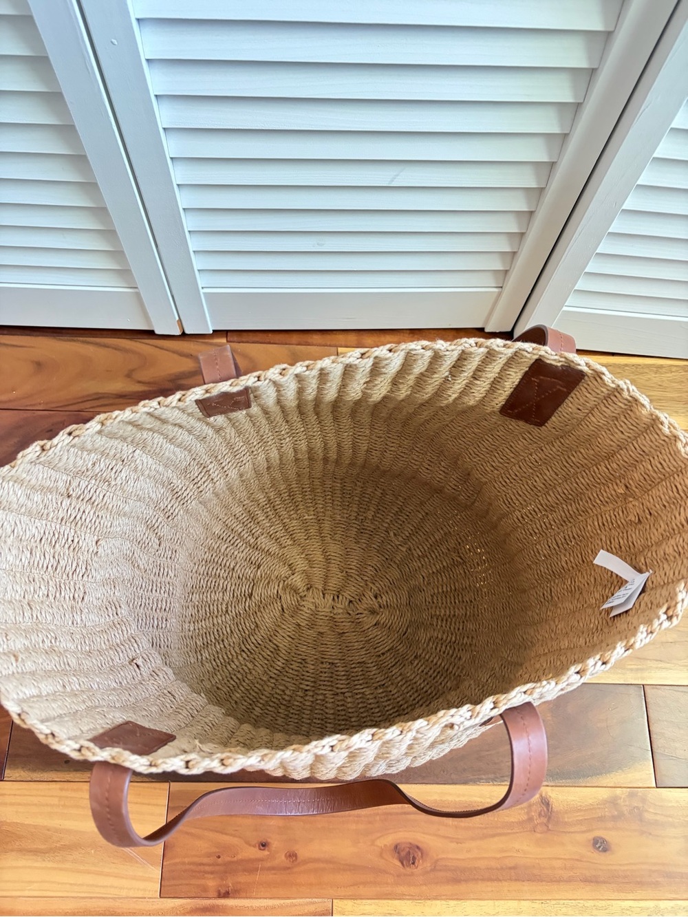 J. Crew Natural Straw Tote with Brown Leather Handles - Picture 6 of 10